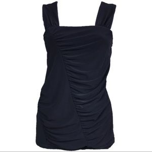Carole Little- Black Tank Gathered Blouse (387)